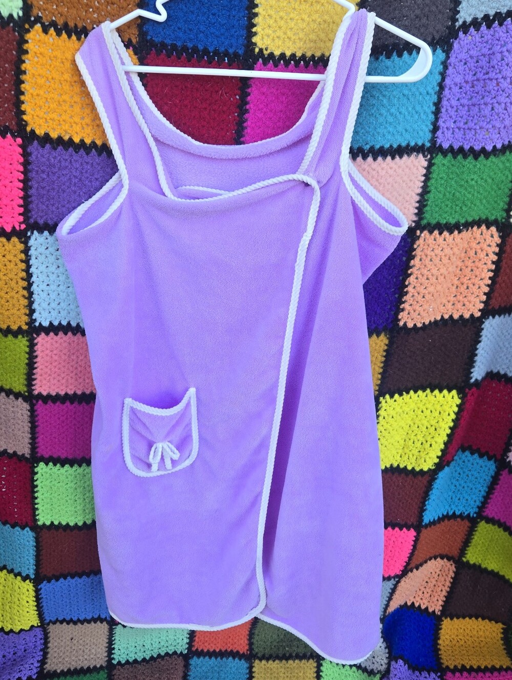 Vintage Lavender Terry Cloth Housecoat / Smock Dress